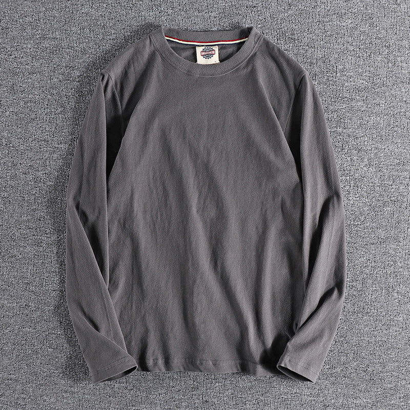 Men's Long-Sleeved Cotton T-Shirt with Letter Embroidery