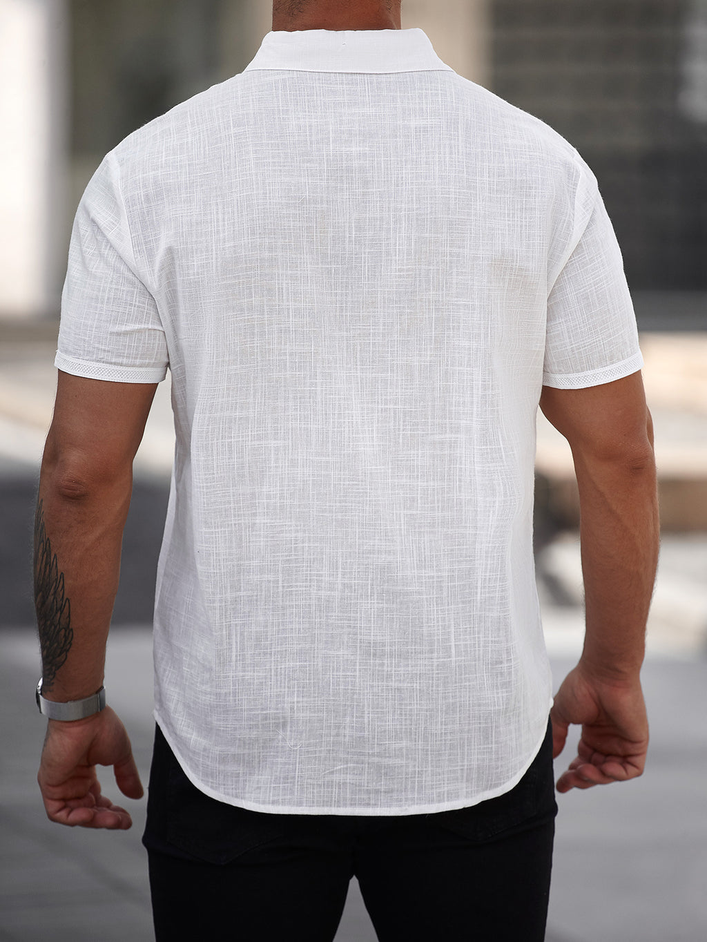 Men's short-sleeved cotton shirt