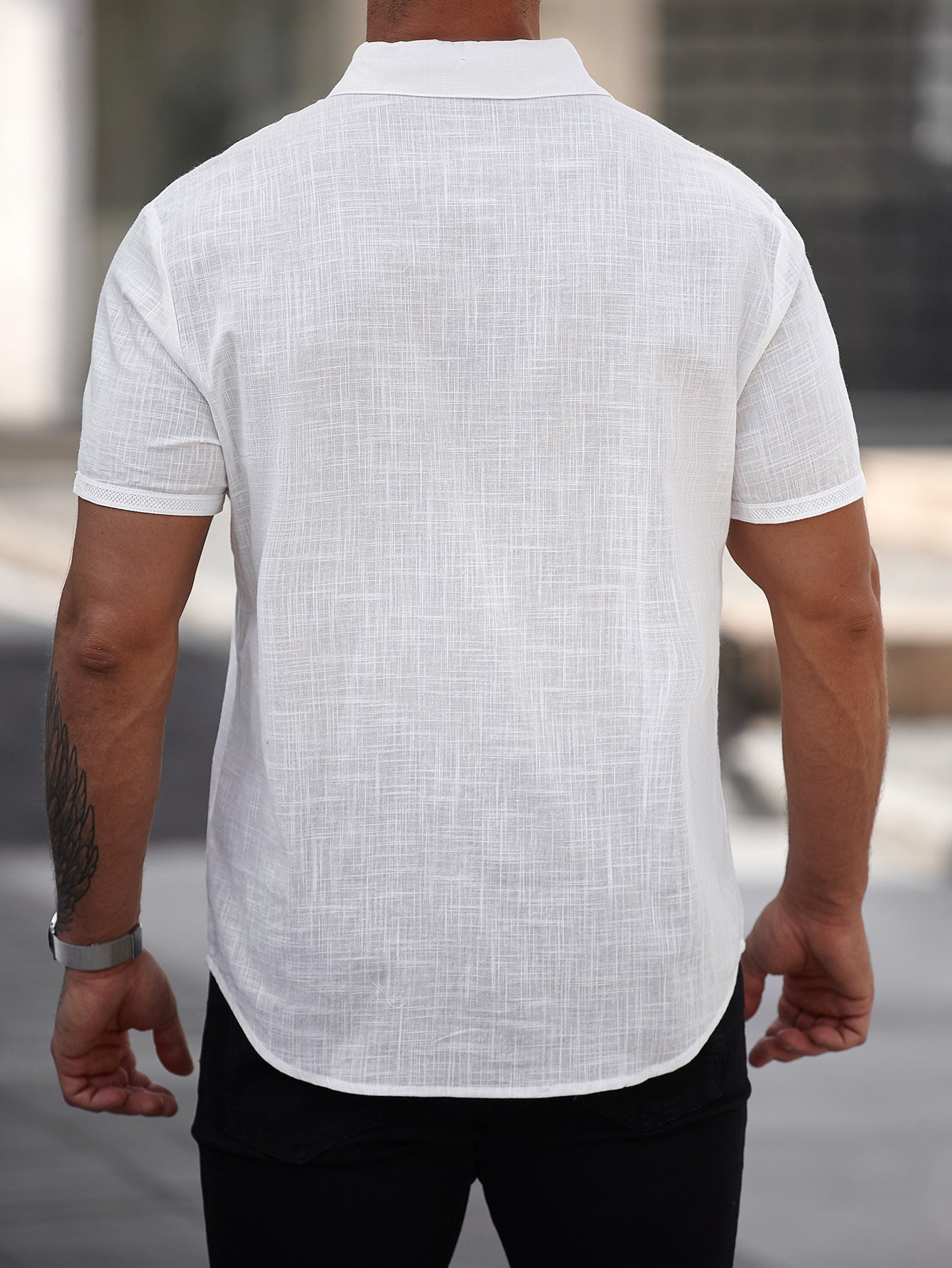 Men's short-sleeved cotton shirt