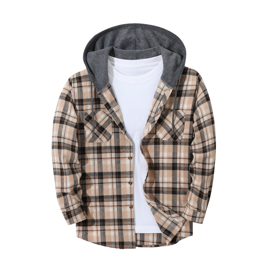 Men's Slim Fit Plaid Checkered Shirt Jacket