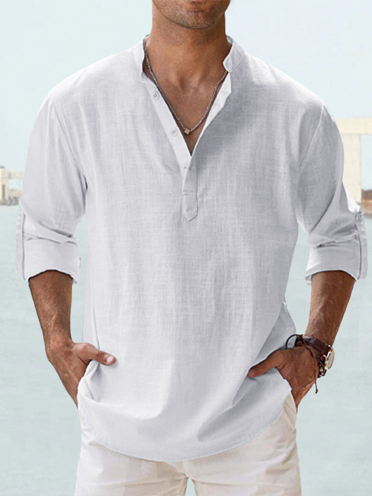 Men's Oversized Cotton High Neck Sports Shirt