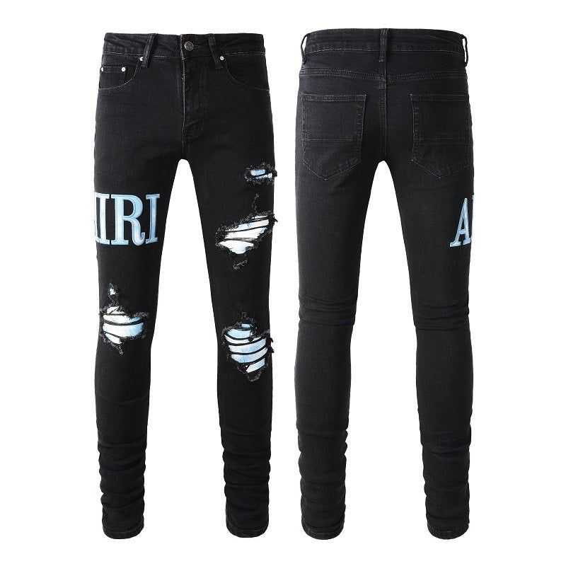 Jeans skinny slim fit strappati e rovinati in stile street