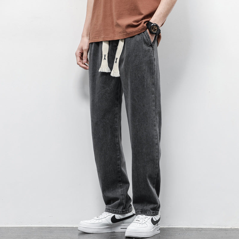 Men's Straight Leg Jeans with Elasticated Drawstring