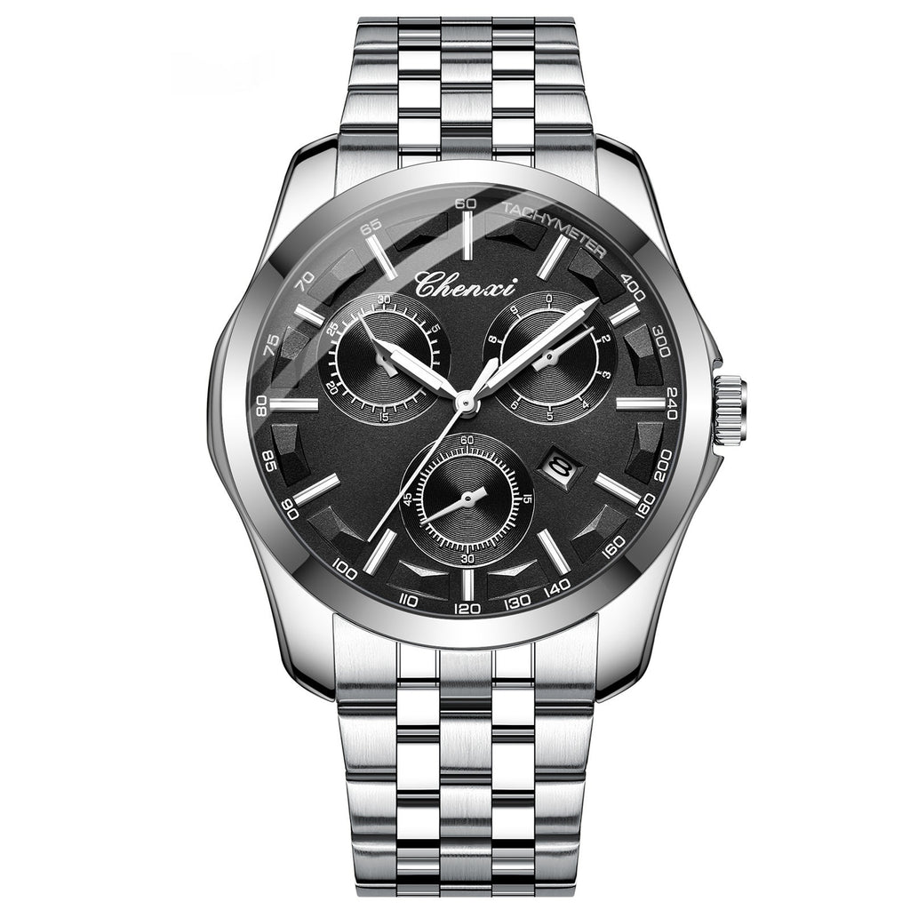 Orologio Uomo Business Elegante Lancette Luminose Argento