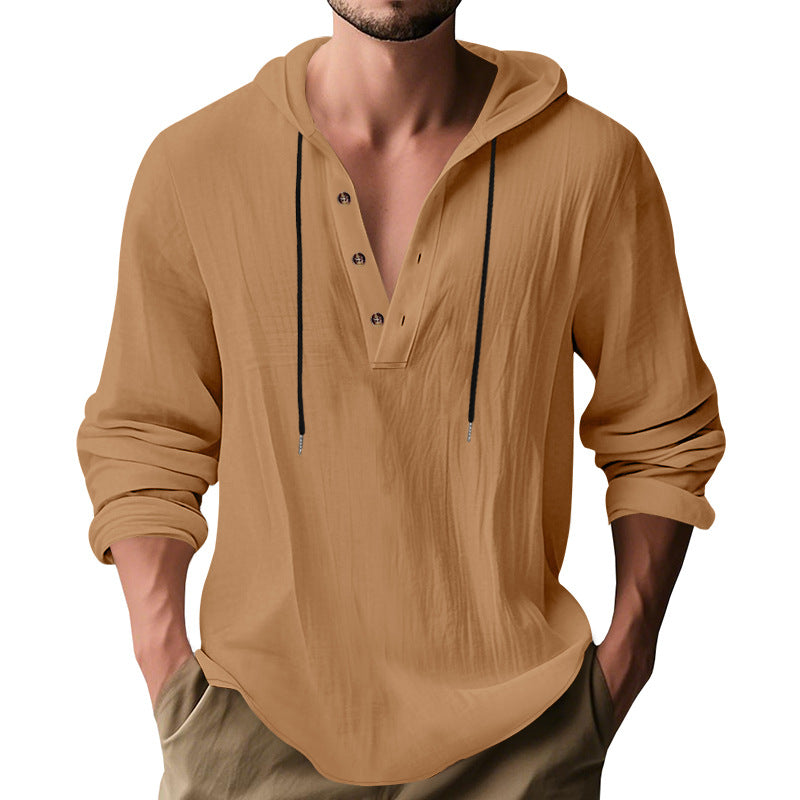 Men's Casual Long Sleeve Hooded Shirt