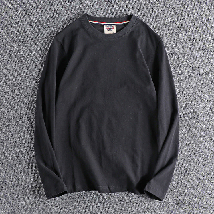 Men's Long-Sleeved Cotton T-Shirt with Letter Embroidery