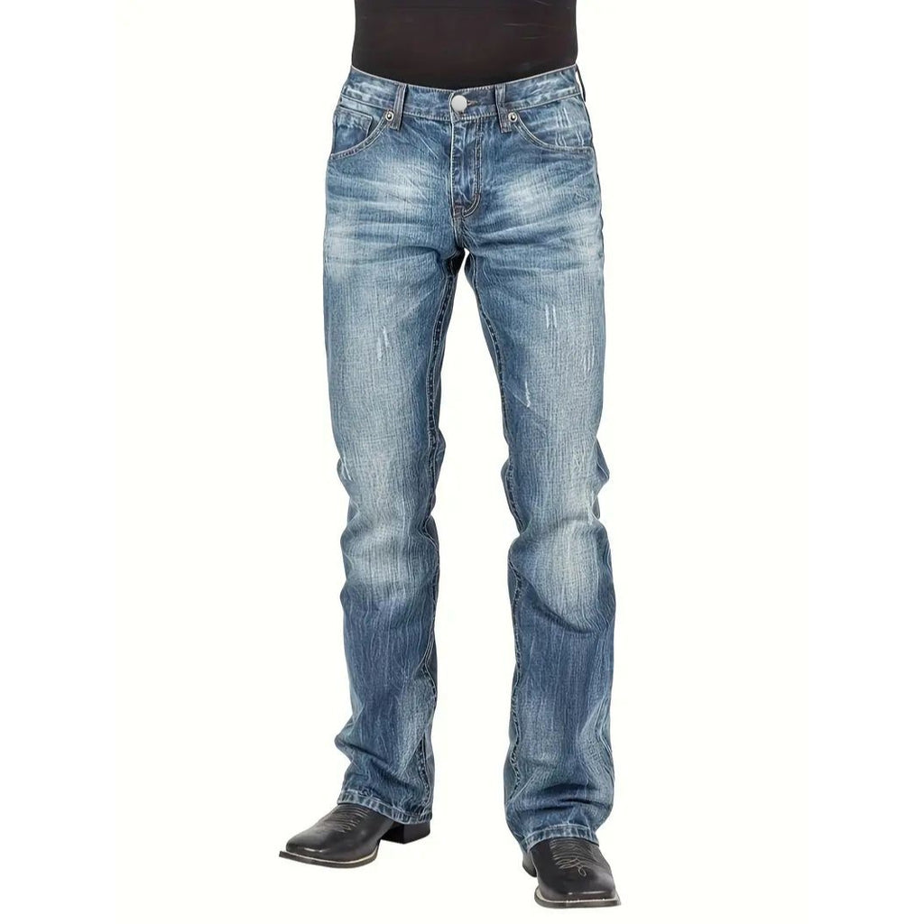 Jeans Uomo Denim Blu Gamba Dritta