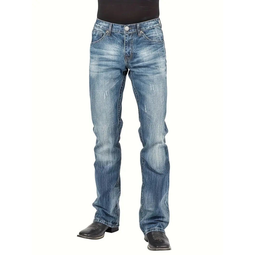 Men's Blue Denim Straight Leg Jeans