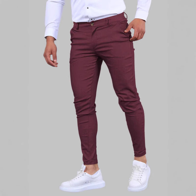 Men's Slim Fit Stretch Cotton Blend Trousers