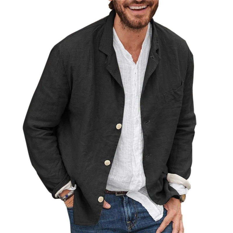 Men's Cotton Linen Three-Button Casual Blazer