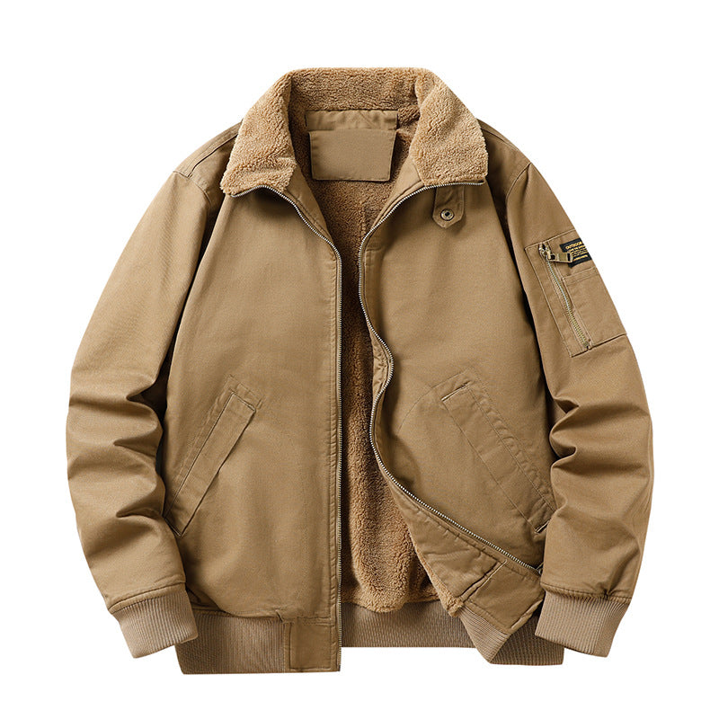 Men's Aviator Jacket Fleece Hood Plus Size