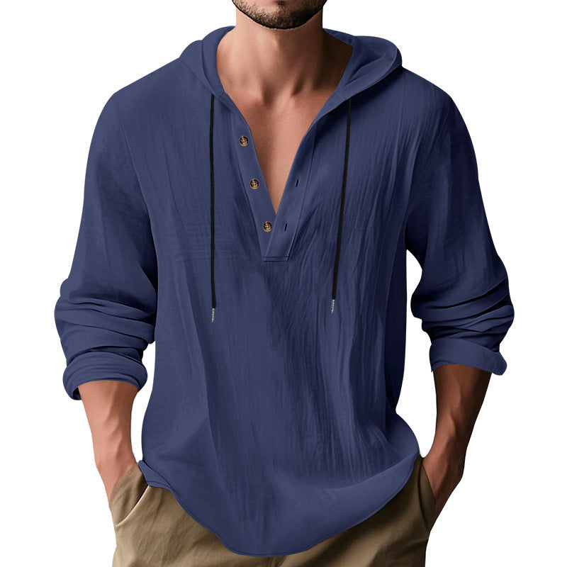 Men's Casual Long Sleeve Hooded Shirt