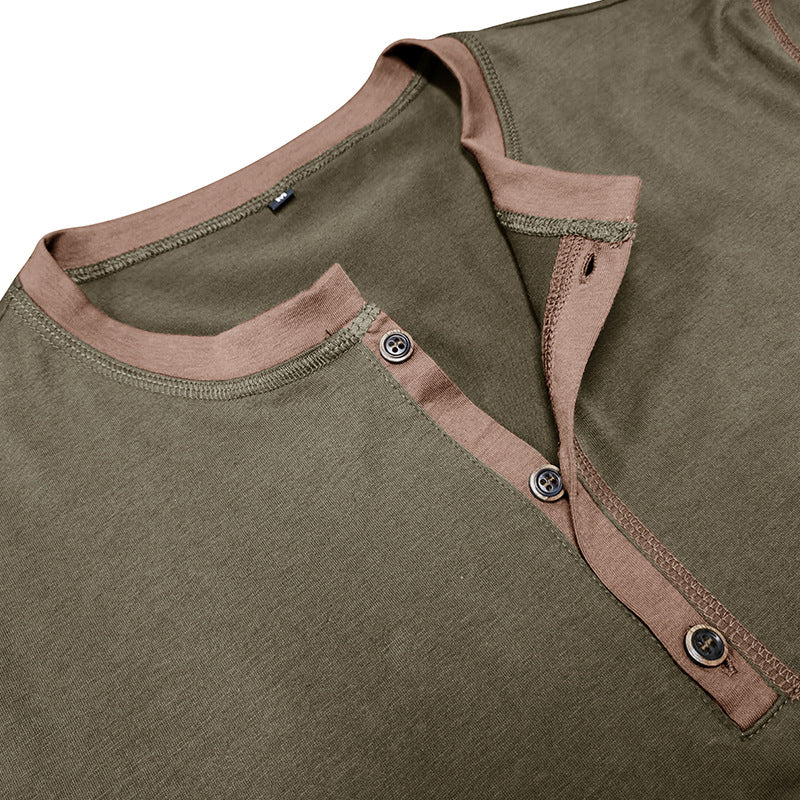 Men's Polo Shirt V-Neck Buttons Short Sleeve