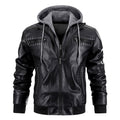 Giacca Uomo Pelle PU Cappuccio Tasche Zip