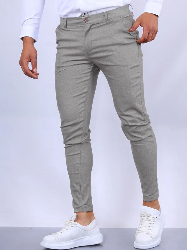 Men's Slim Fit Stretch Cotton Blend Trousers