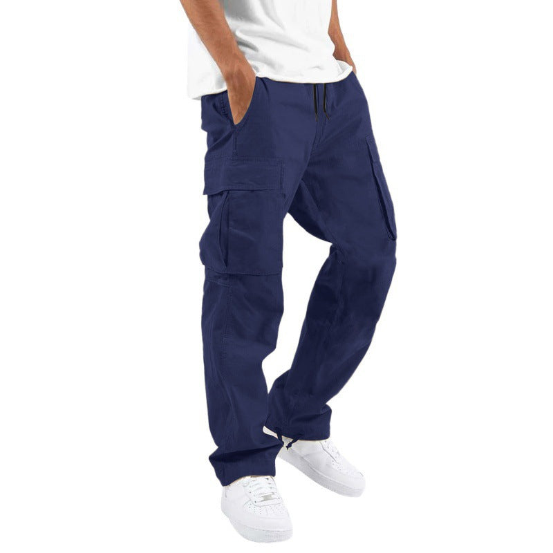 Men's Cargo Pants with Multi-Pockets and Drawstring, Loose Fit