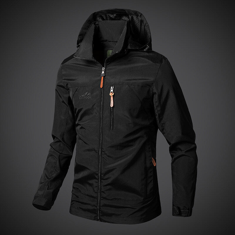 Men's Nylon Jacket with Oversized Hood and Anti-Wrinkle
