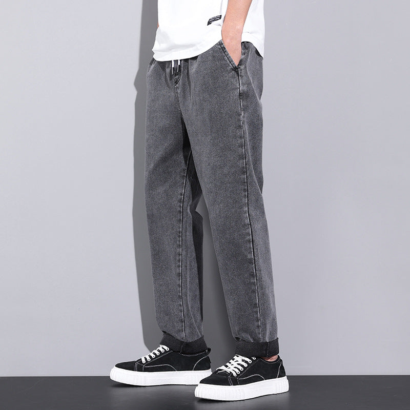 Men's Straight Leg Jeans with Elasticated Drawstring