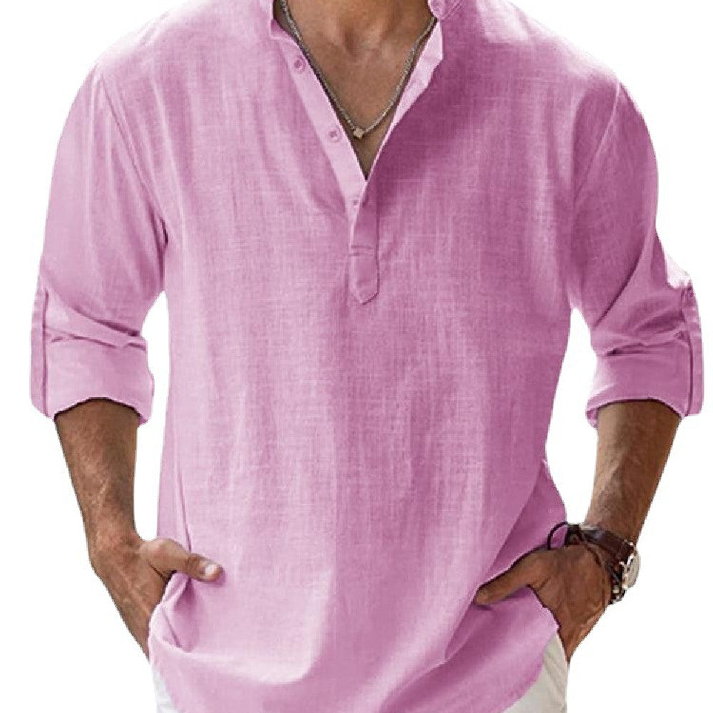 Men's Oversized Cotton High Neck Sports Shirt