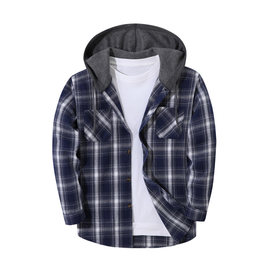 Men's Slim Fit Plaid Checkered Shirt Jacket