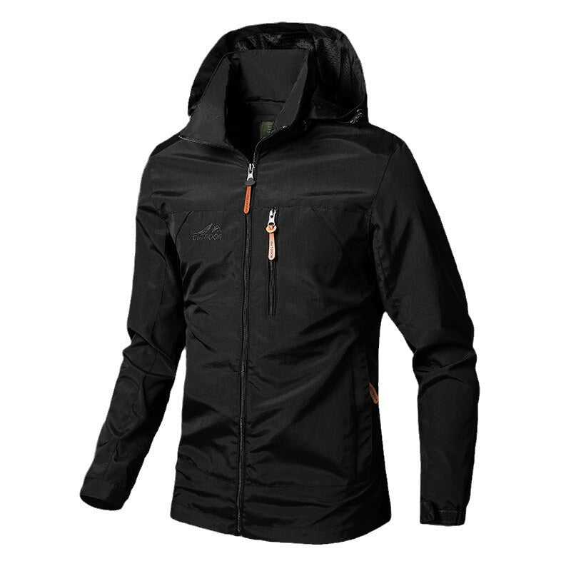 Men's Nylon Jacket with Oversized Hood and Anti-Wrinkle