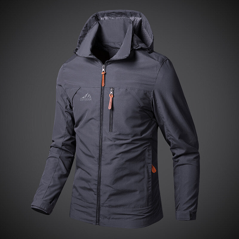 Men's Nylon Jacket with Oversized Hood and Anti-Wrinkle