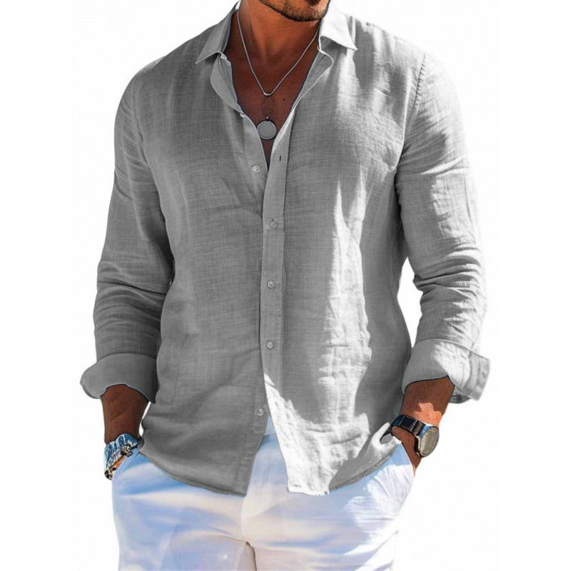 Men's Long Sleeve Linen Oversized Shirt