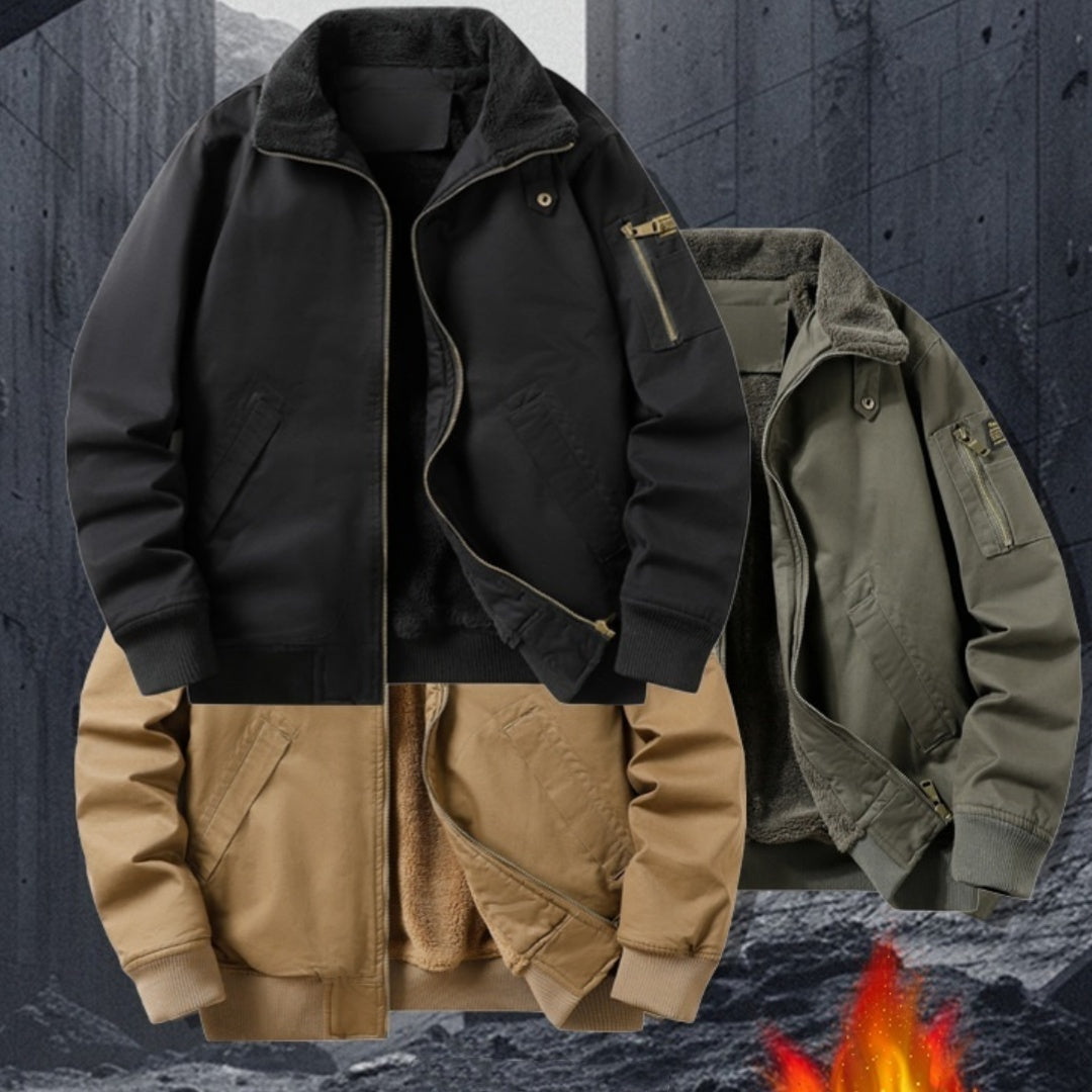 Men's Aviator Jacket Fleece Hood Plus Size