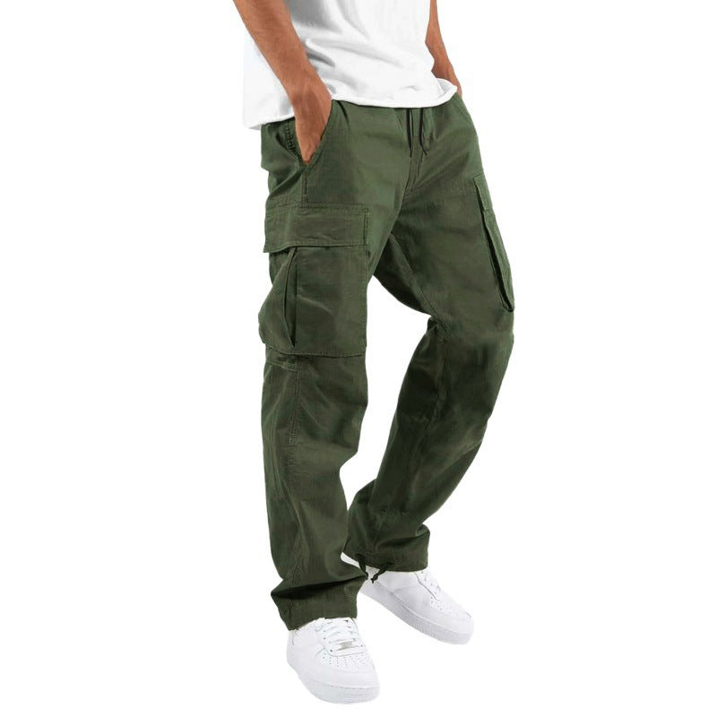 Men's Cargo Pants with Multi-Pockets and Drawstring, Loose Fit
