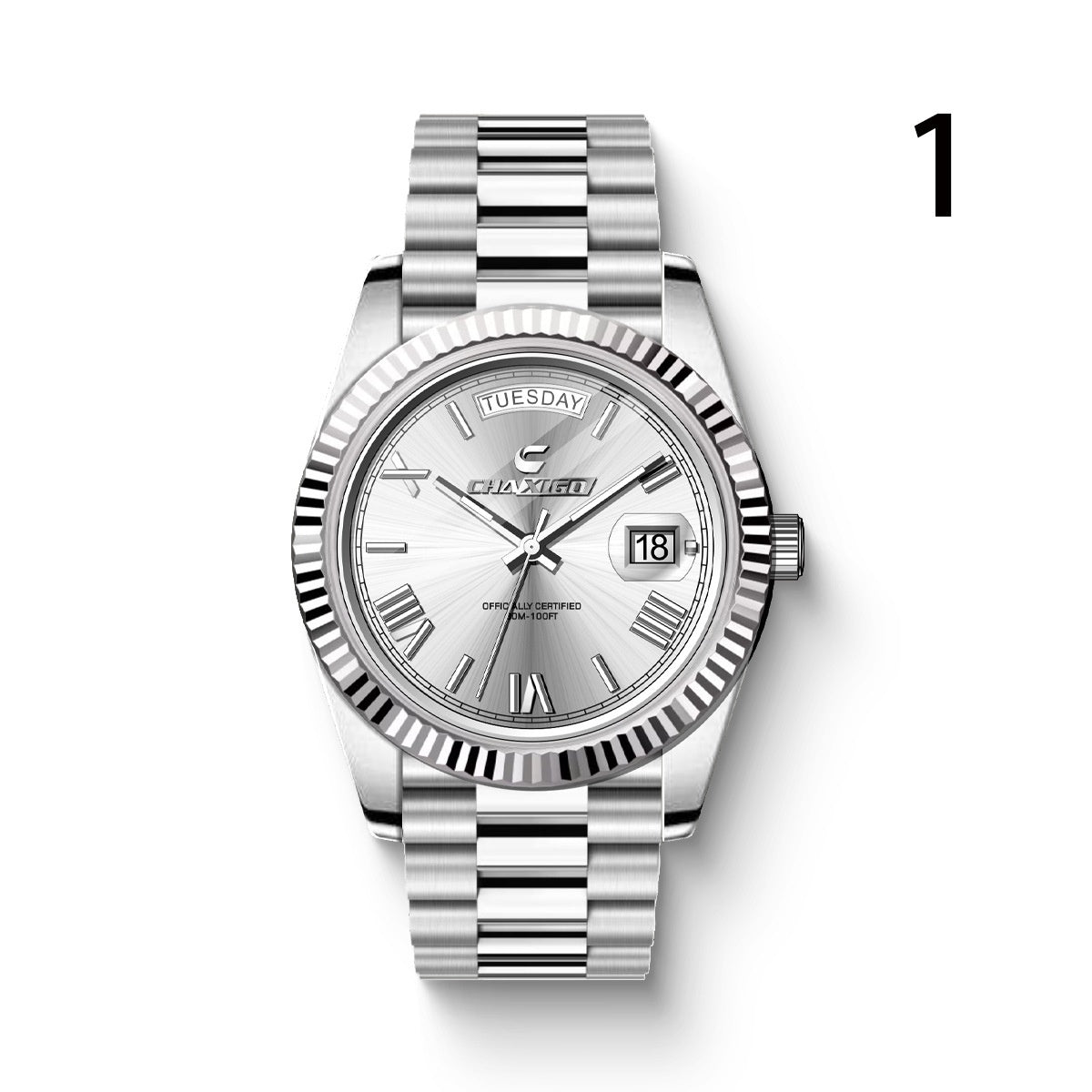 Men's Quartz Watch Stainless Steel Waterproof 30m