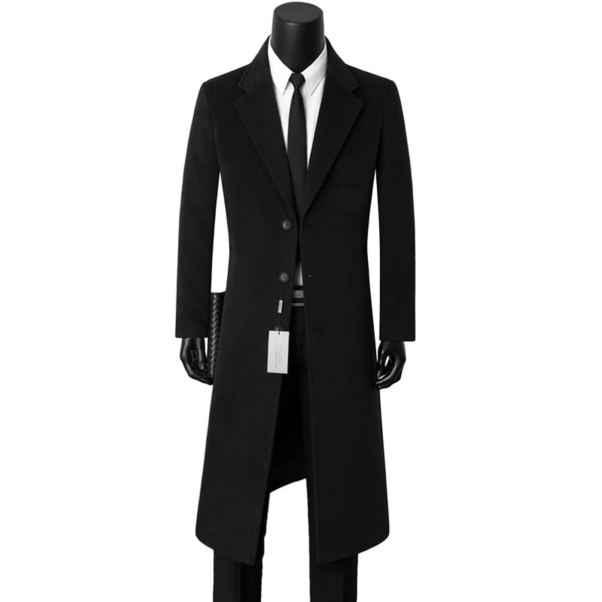 Men's casual and elegant mid-length wool coat