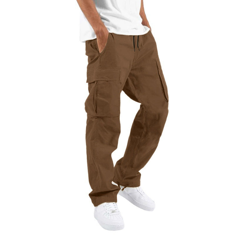 Men's Cargo Pants with Multi-Pockets and Drawstring, Loose Fit