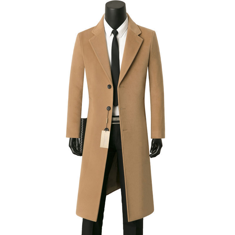 Men's casual and elegant mid-length wool coat