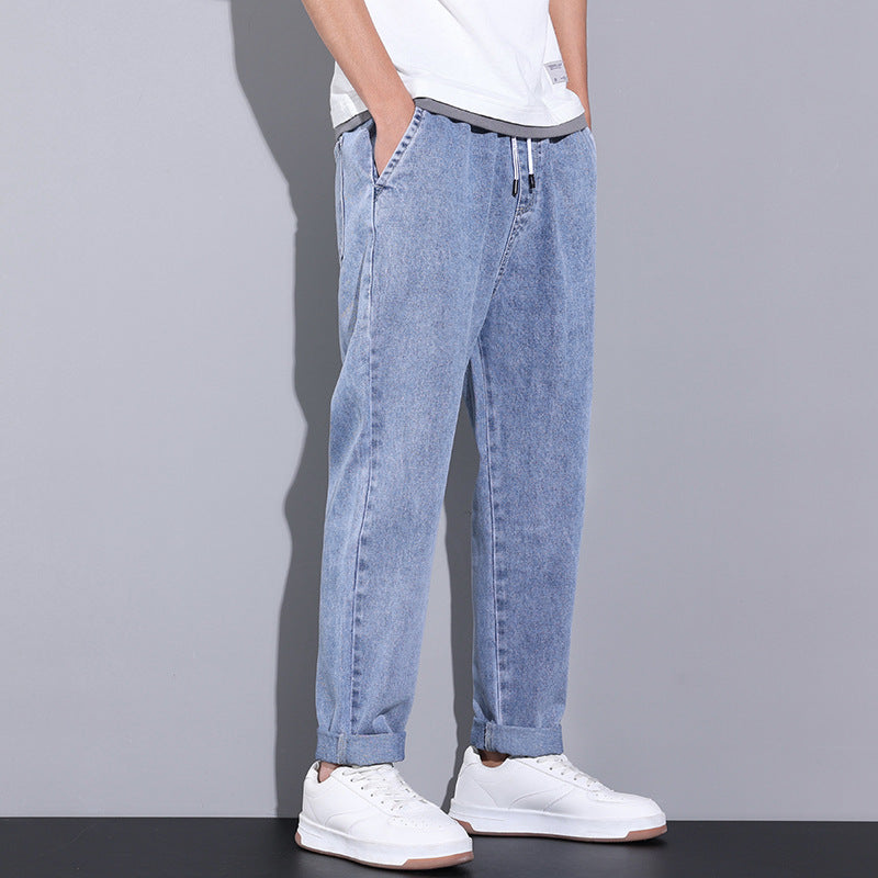Men's Straight Leg Jeans with Elasticated Drawstring