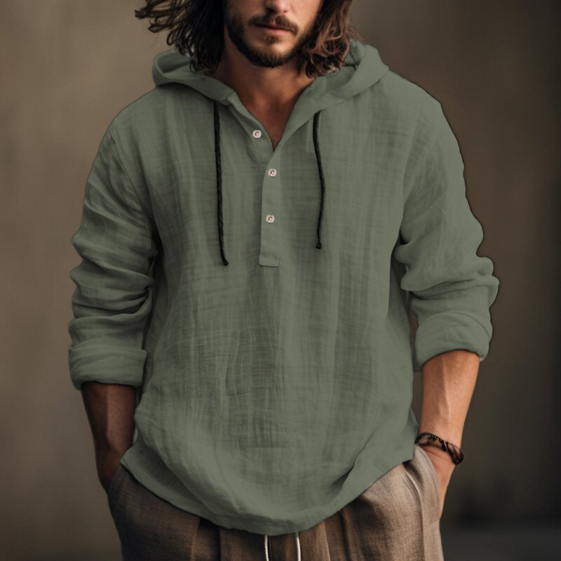 Men's Casual Long Sleeve Hooded Shirt
