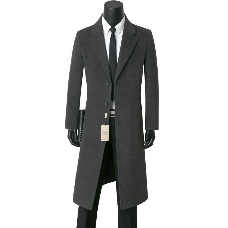 Men's casual and elegant mid-length wool coat