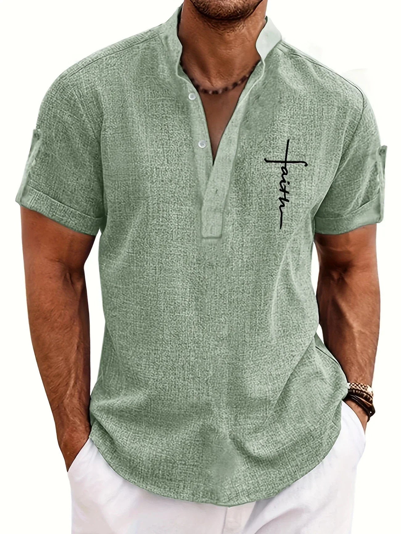 Men's 3D Printed Short Sleeve Zipper Polo Shirt
