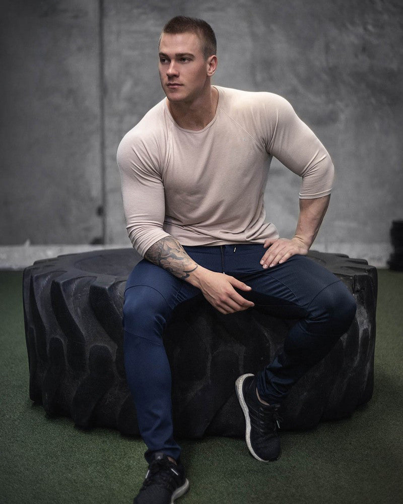 Men's Cotton T-Shirt Long Sleeve Crew Neck Slim Fit