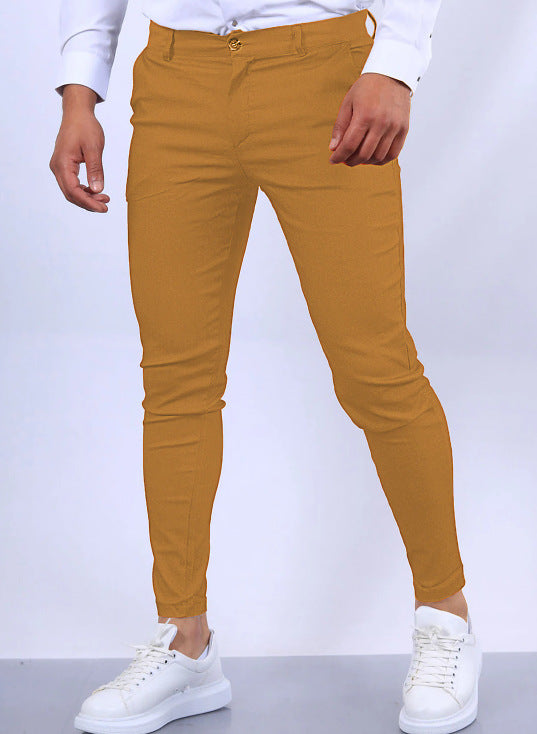 Men's Slim Fit Stretch Cotton Blend Trousers