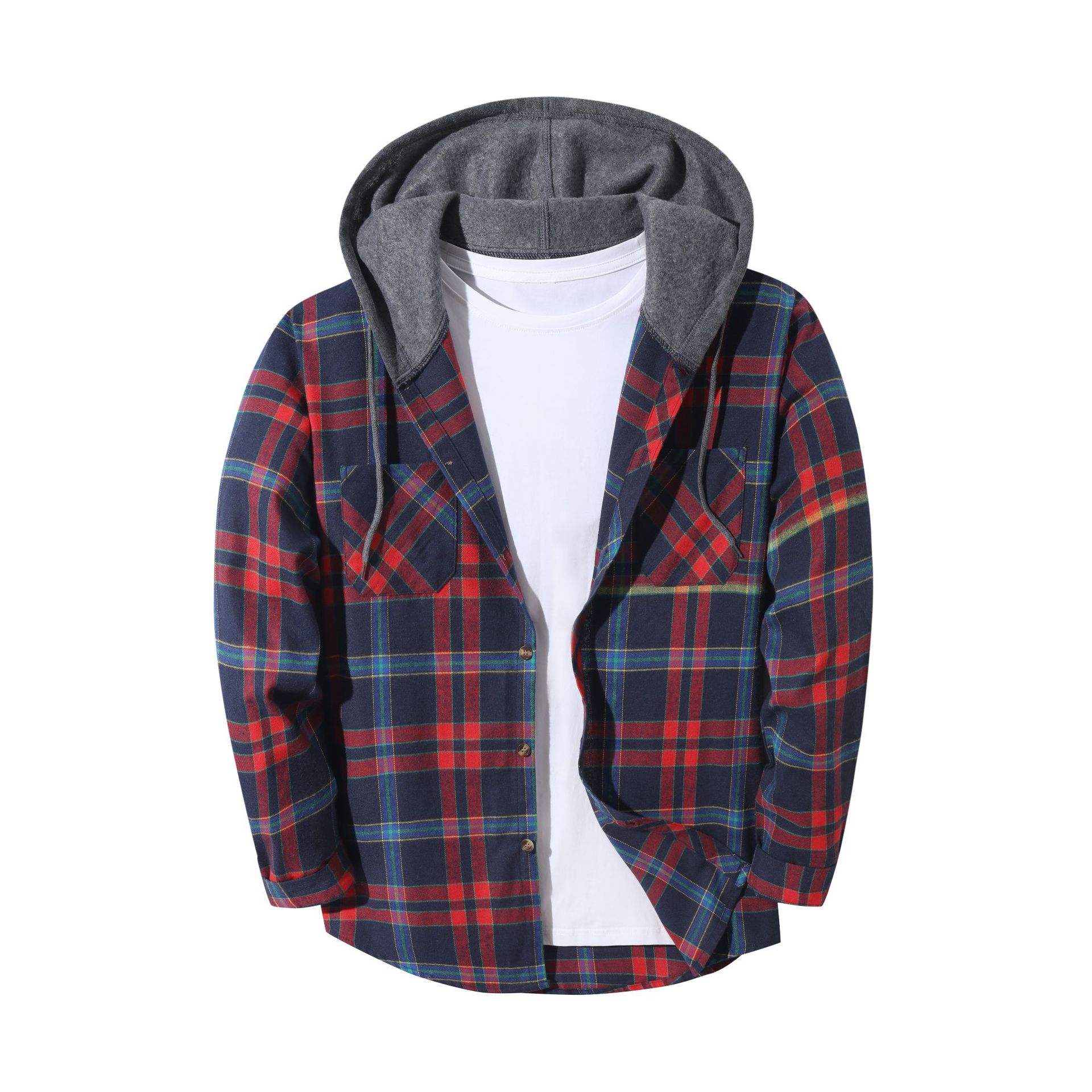 Men's Slim Fit Plaid Checkered Shirt Jacket