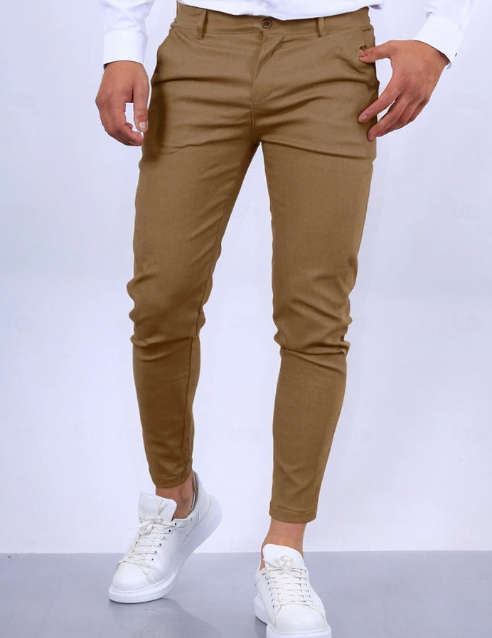 Men's Slim Fit Stretch Cotton Blend Trousers
