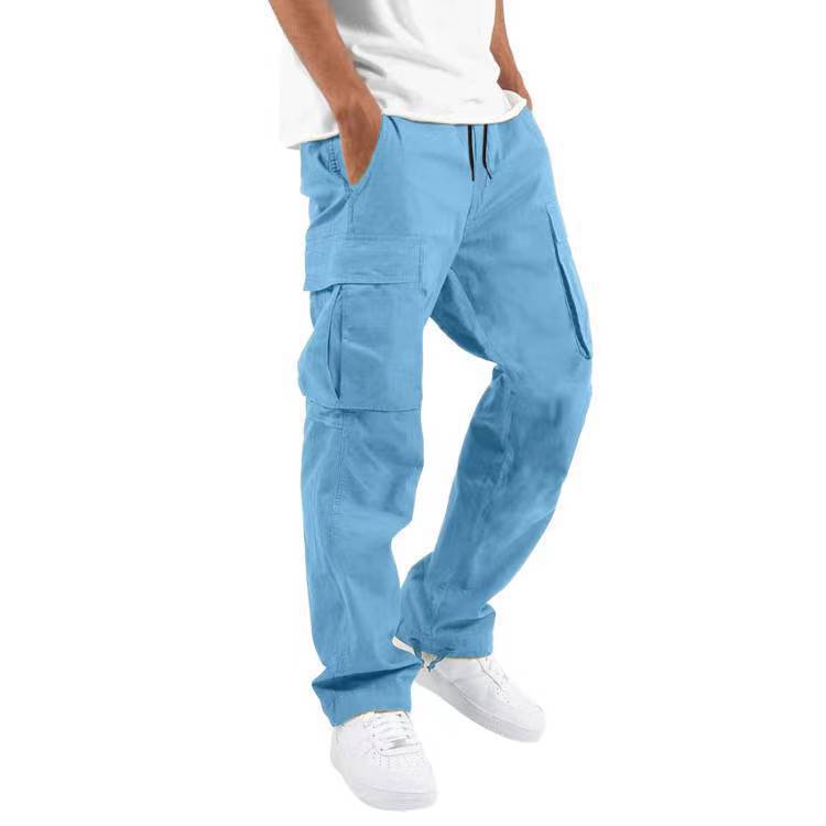 Men's Cargo Pants with Multi-Pockets and Drawstring, Loose Fit