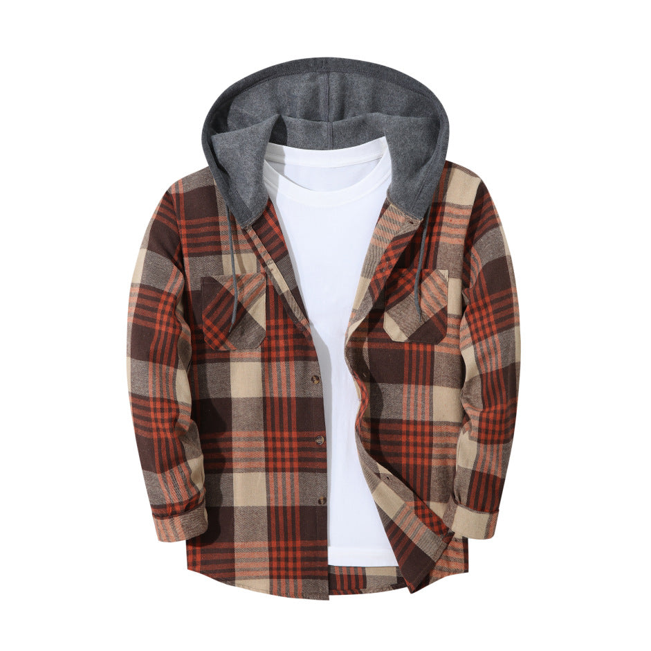 Men's Slim Fit Plaid Checkered Shirt Jacket