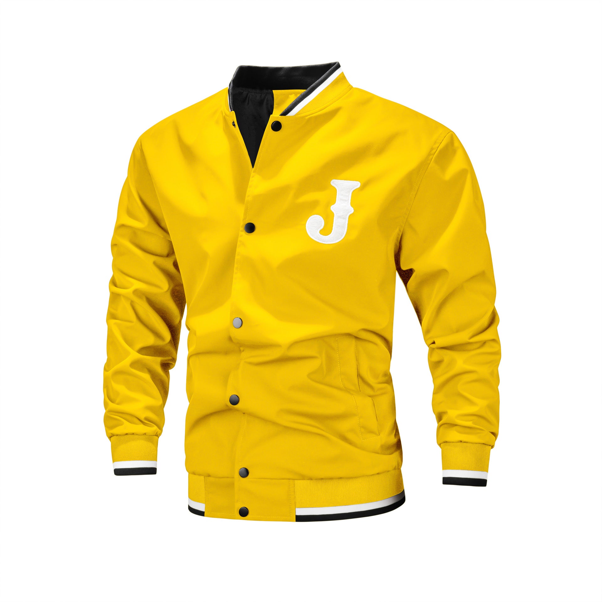 Men's Slim Fit Velvet Sports Jacket with Letter Embroidery