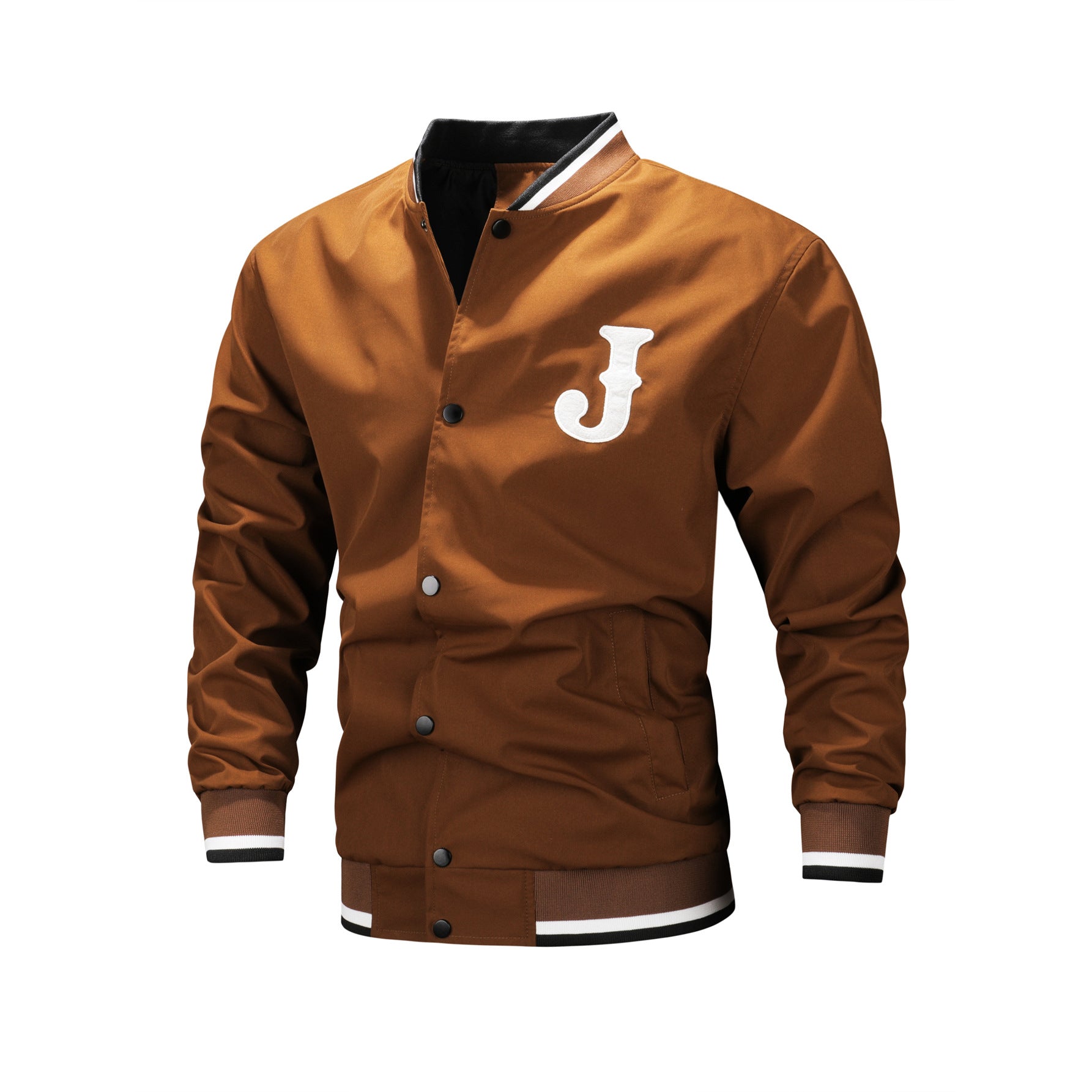 Men's Slim Fit Velvet Sports Jacket with Letter Embroidery