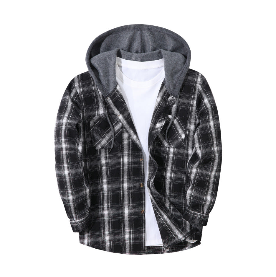 Men's Slim Fit Plaid Checkered Shirt Jacket
