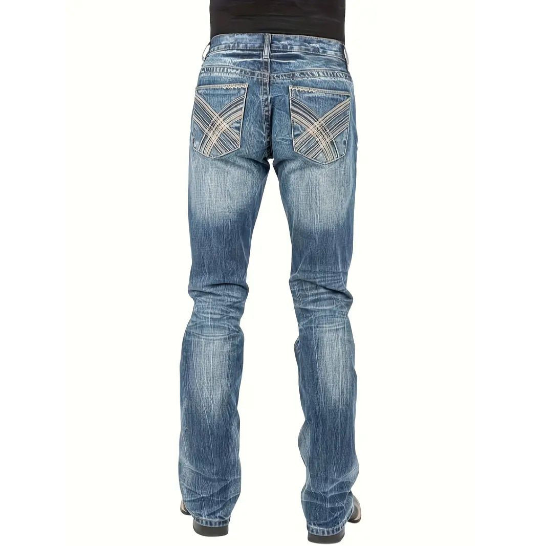 Men's Blue Denim Straight Leg Jeans