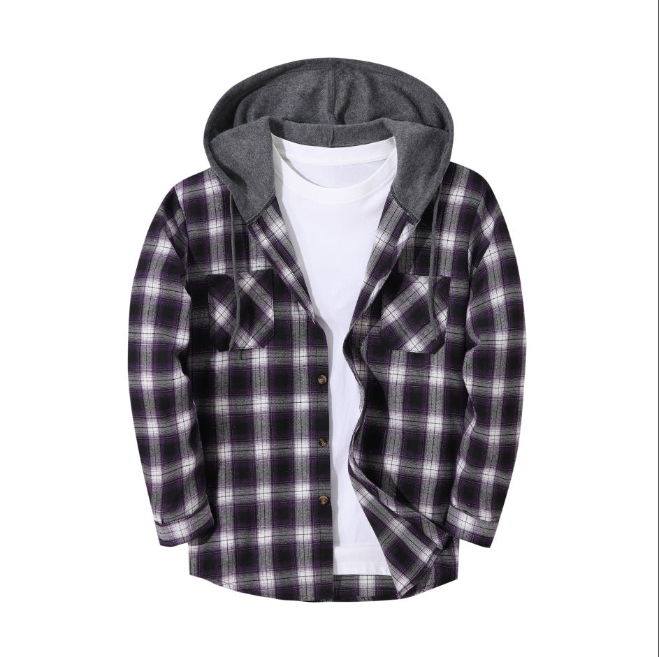 Men's Slim Fit Plaid Checkered Shirt Jacket