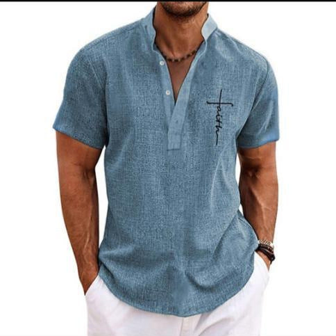 Men's 3D Printed Short Sleeve Zipper Polo Shirt