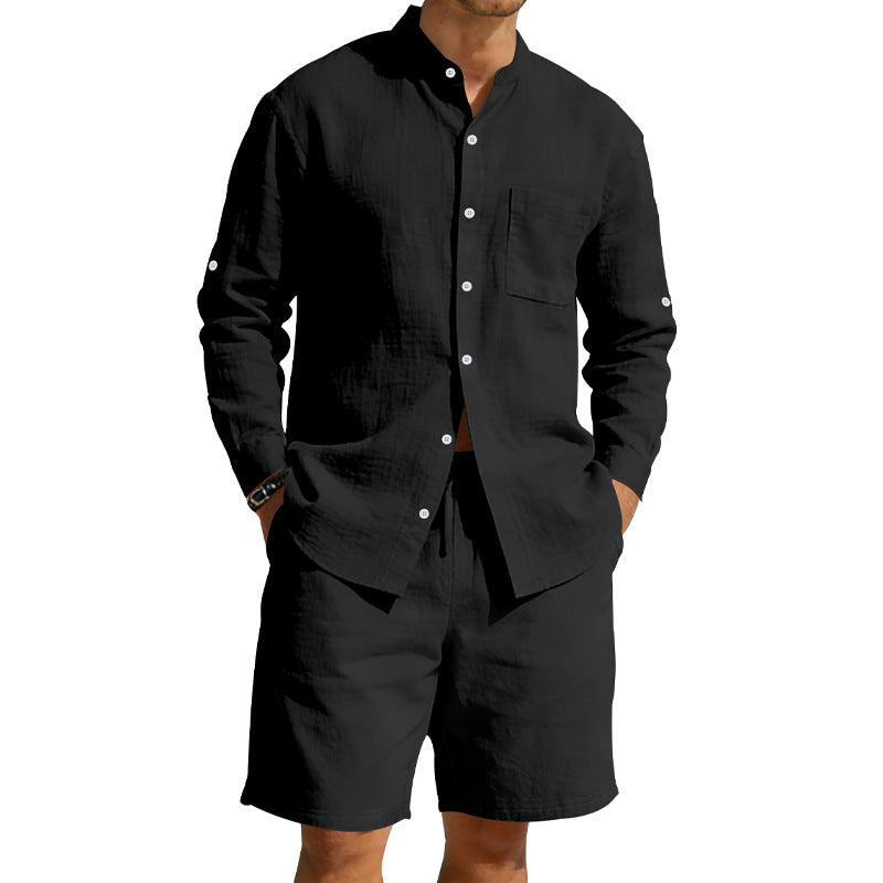 Men's Summer Linen Shirt and Shorts Beach Outfit